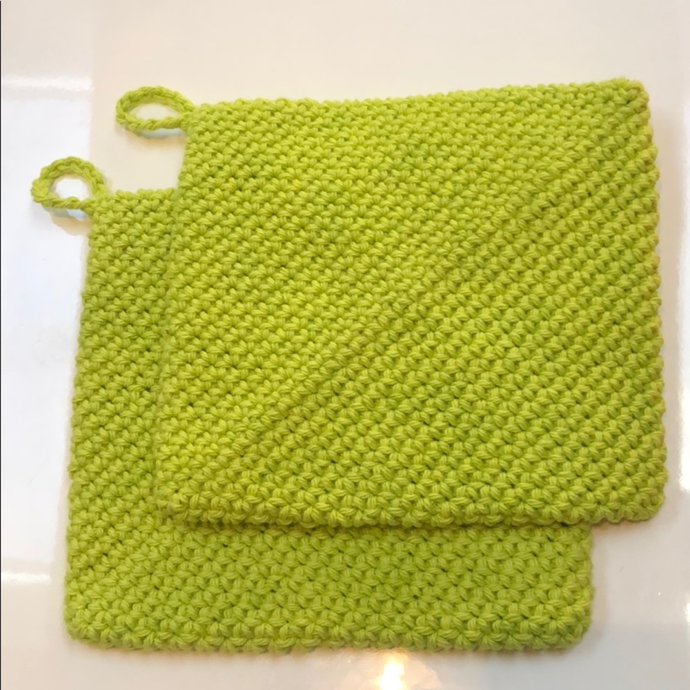 Set Of 2 cotton potholders double thick handmade